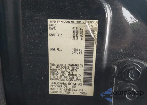 2013 Nissan Maxima 3.5 Sv from USA, damaged, VIN 1N4AA5AP8DC806091